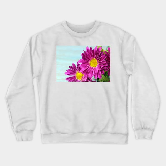 Pink Chrysanthemums Crewneck Sweatshirt by ikshvaku